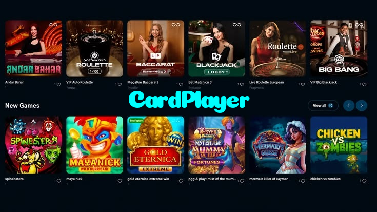 CardPlayer casino presented on mobile device in Pakistan with slots and live games